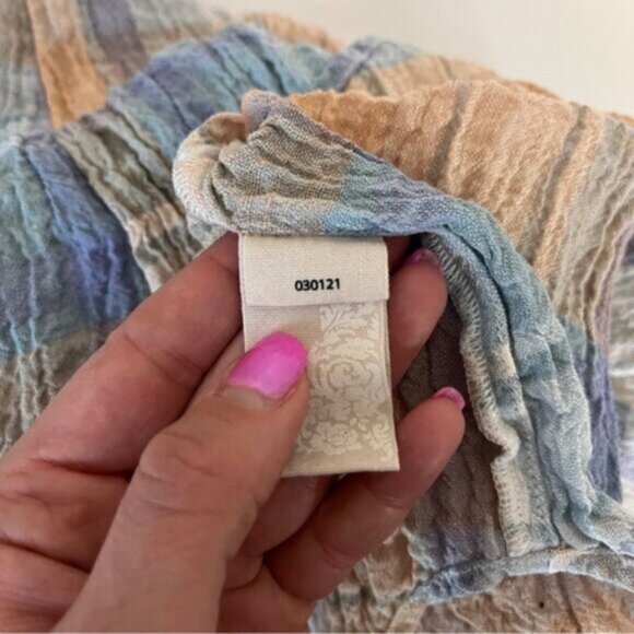 Soft Surroundings Crepe 100% Linen Plaid Button Up Shirt - Picture 9 of 10